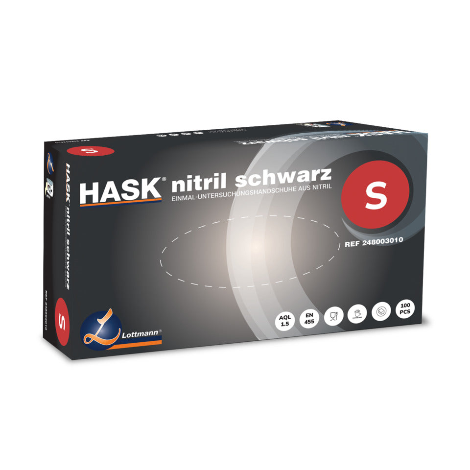 Einmalhandschuhe Nitril, Gr.S, 100 Stück, schwarz HASK 248003010 HASK 248003010 100St