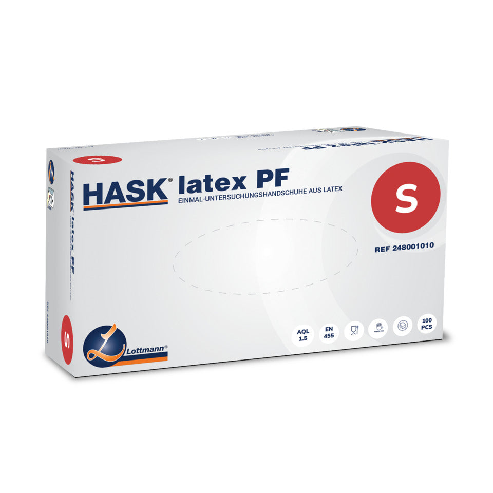 Einmalhandschuhe Latex, Gr.S, 100 Stück, weiß HASK 248004010 HASK 248004010 247004110 100St