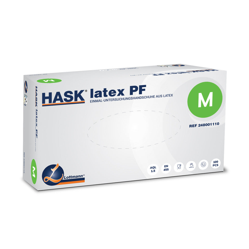 Einmalhandschuhe Latex Gr.M, 100 Stück, weiß HASK 248004110 HASK 248004110 247004210 100St