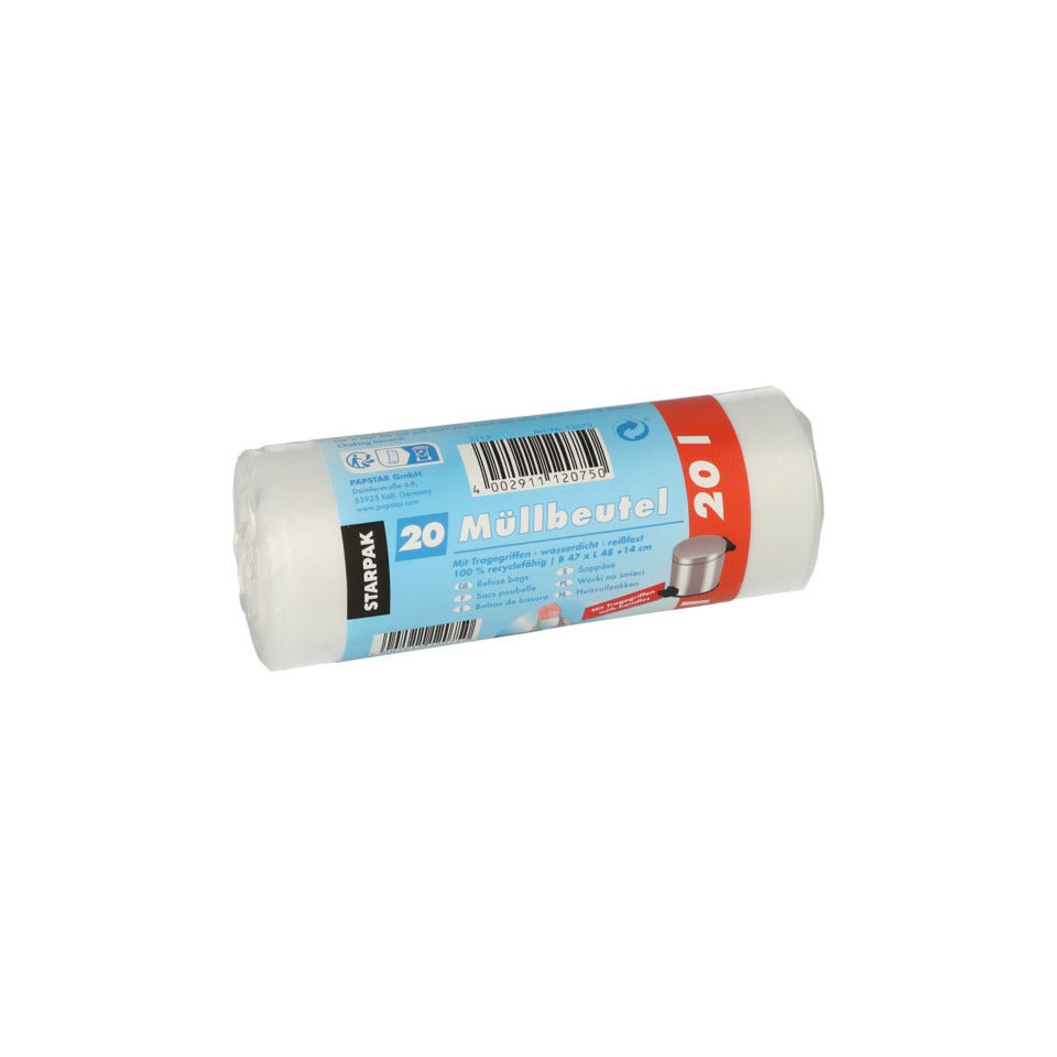 Müllbeutel mit Tragegriffen 20L, 20 Stück STARPAK 12075 STARPAK 12075  HDPE 20 l 48cmx47cm