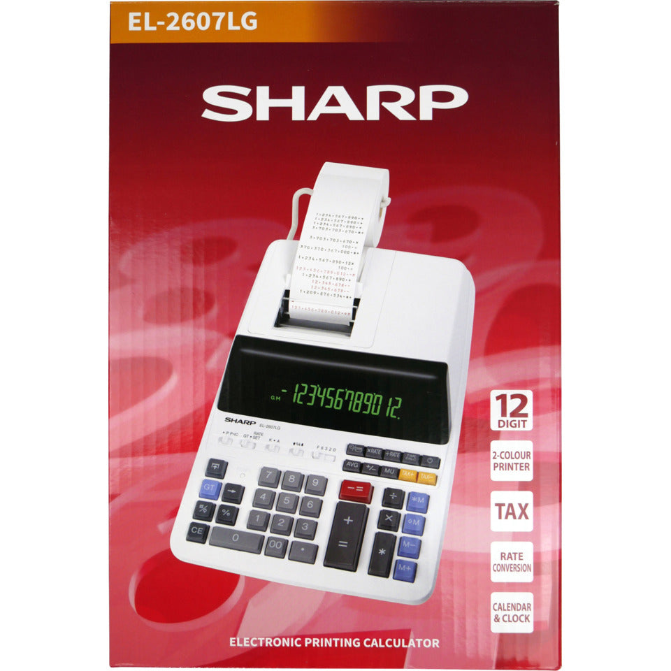 Tischrechner EL-2607, druckend, 12-stellig, weiß SHARP SH-EL2607LG