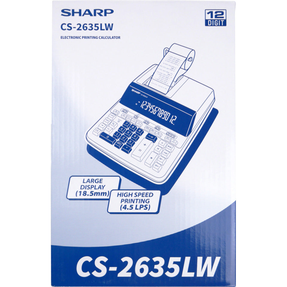 Tischrechner CS-2635 LW druckend, 12-stellig, weiß SHARP SH-CS2635LW