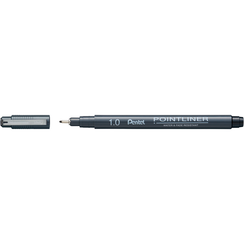 Fineliner, 1mm, permanent schwarz PENTEL S20P-10A
