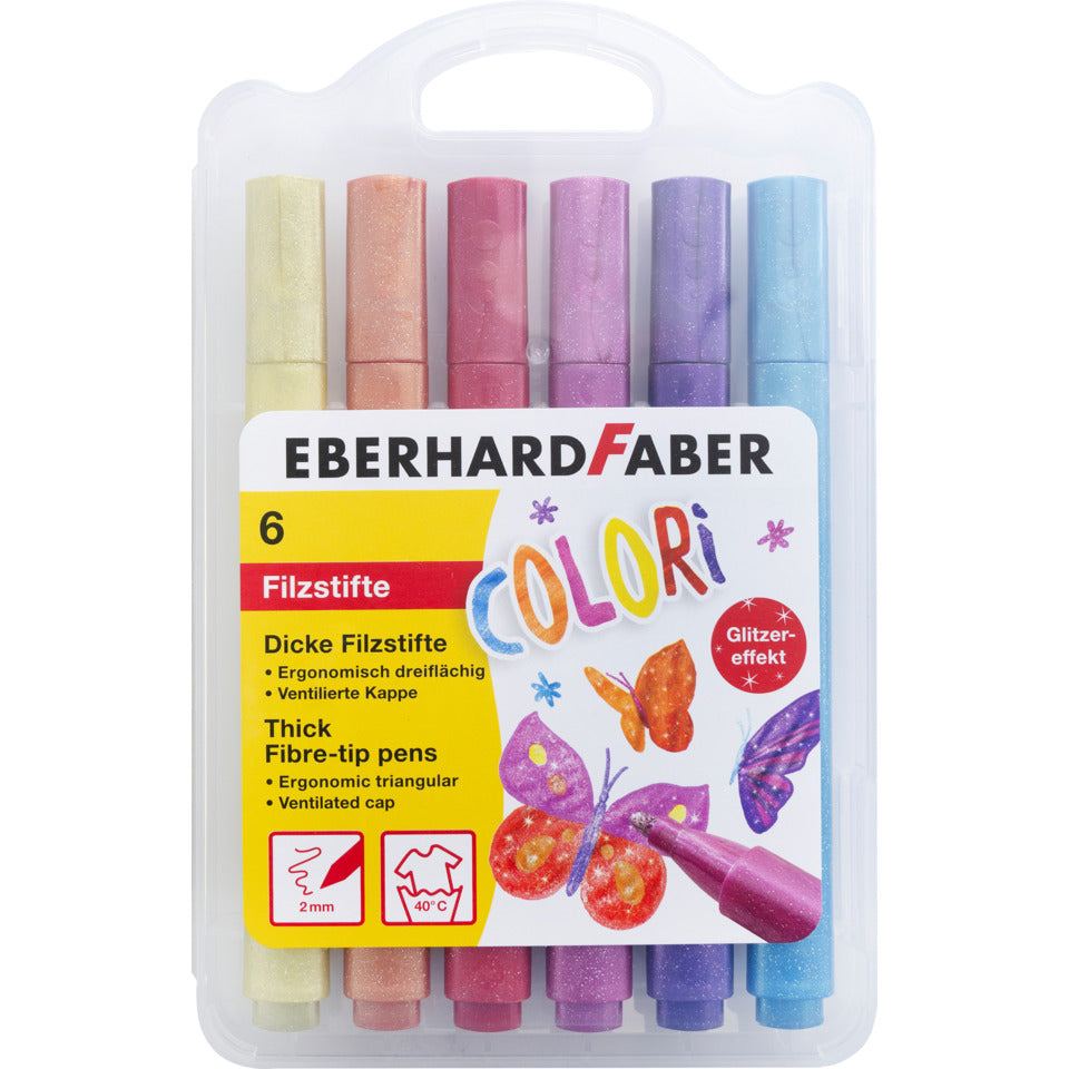Faserschreiber Colori Glitter, 6 Stück bunt EBERHARD FABER 551214 EBERHARD FABER 551214 bunt