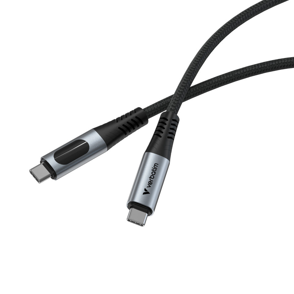 Ladekabel USB-C, 120 cm, 100W, LED, schwarz/silber VERBATIM 31848