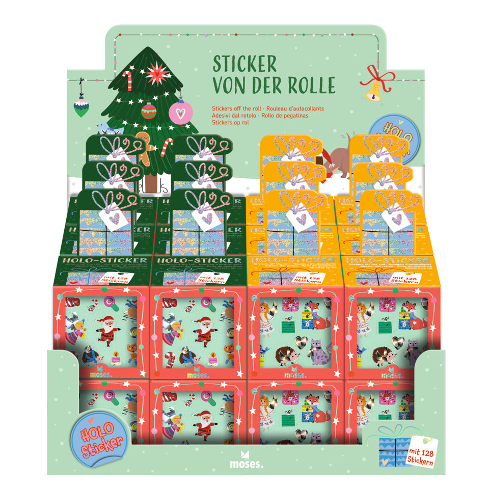Stickerrolle Weihnachtsfreunde, 128 Stück MOSES 16742 MOSES. 16742