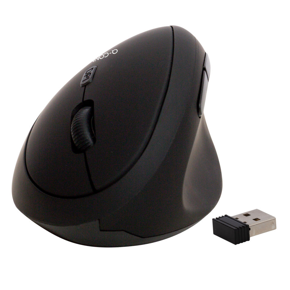 Maus Vertical Ergo - Rechtshänder, 6 Tasten, 1600dpi, kabellos, schwarz Q-CONNECT KF15116