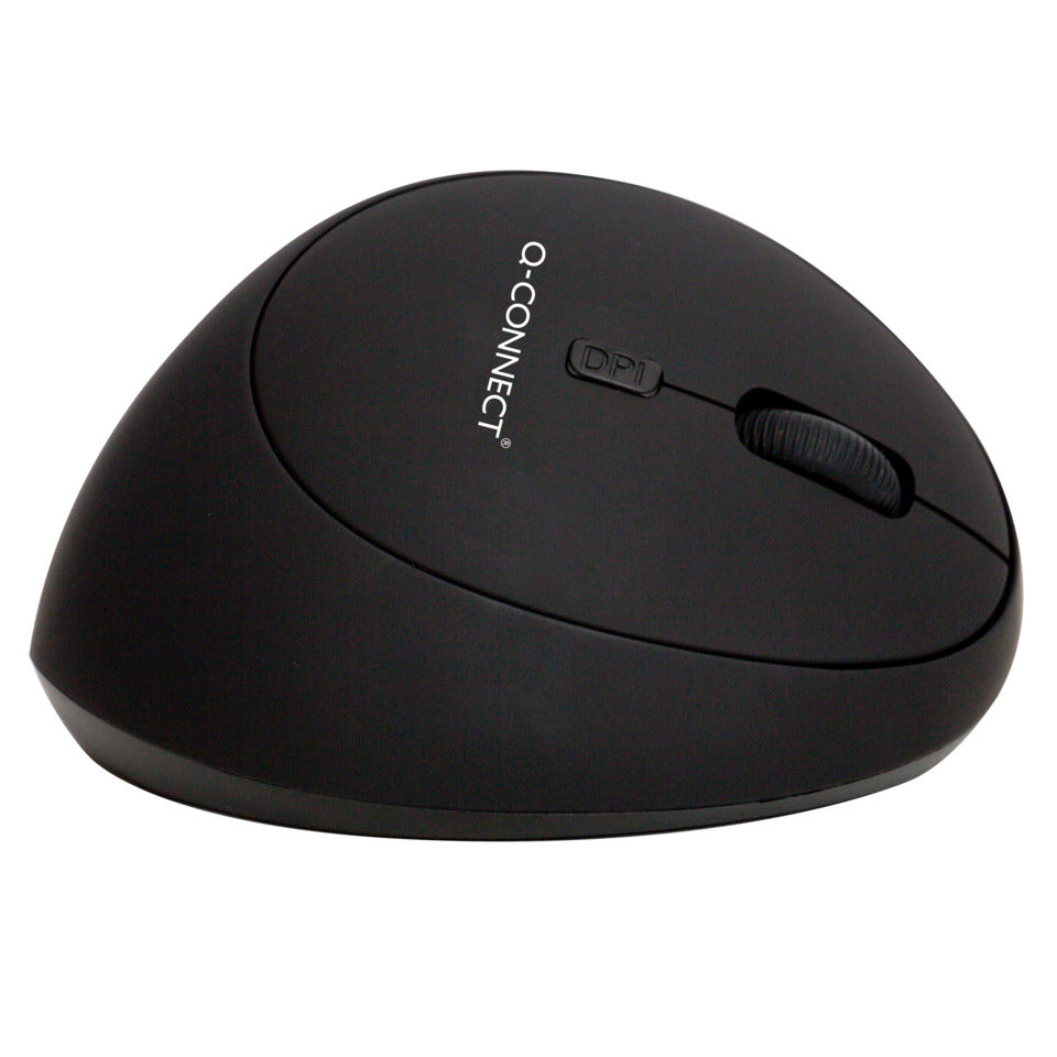 Maus Vertical Ergo - Rechtshänder, 6 Tasten, 1600dpi, kabellos, schwarz Q-CONNECT KF15116