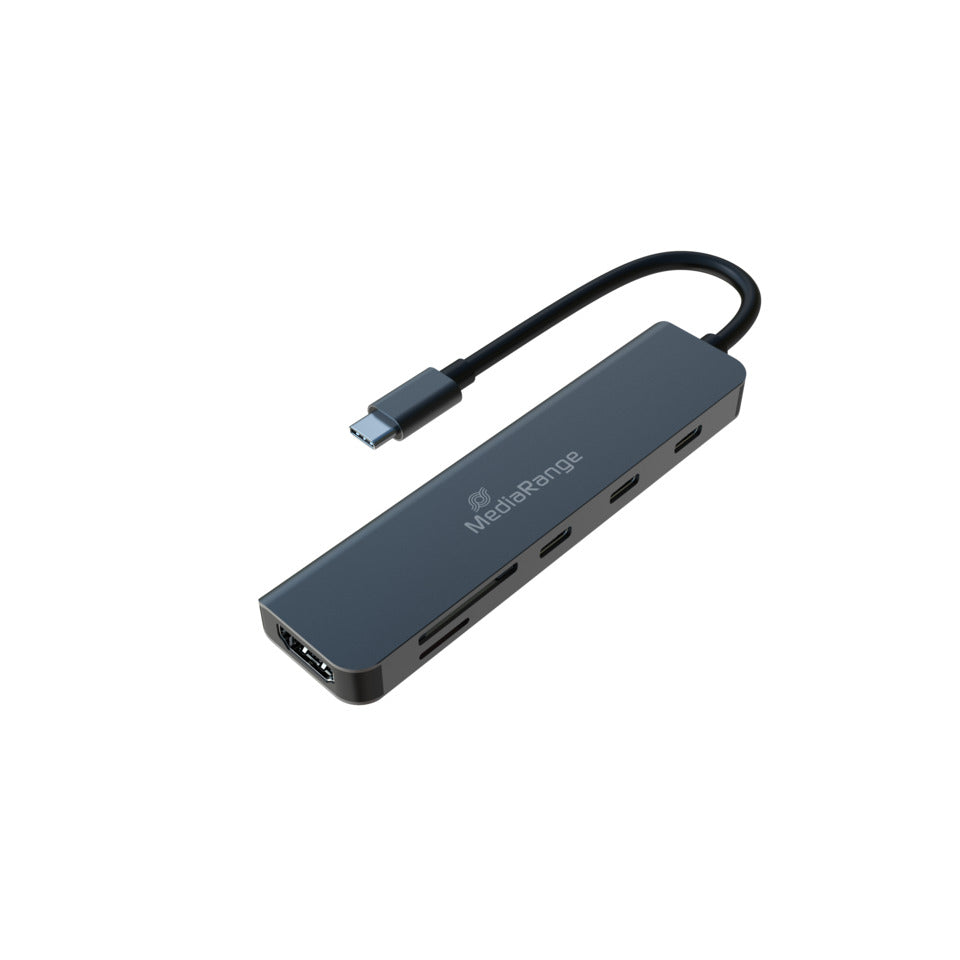 Multiport Adapter 6-in-1, USB C, silber MEDIARANGE MRCS519 MEDIARANGE MRCS519 6fach Multiport