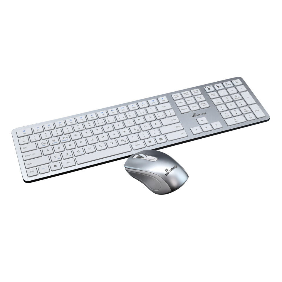 Tastatur+Maus Set, USB-C, 1600dpi, kabellos, weiß/silber MEDIARANGE MROS135 MEDIARANGE MROS135 Akku