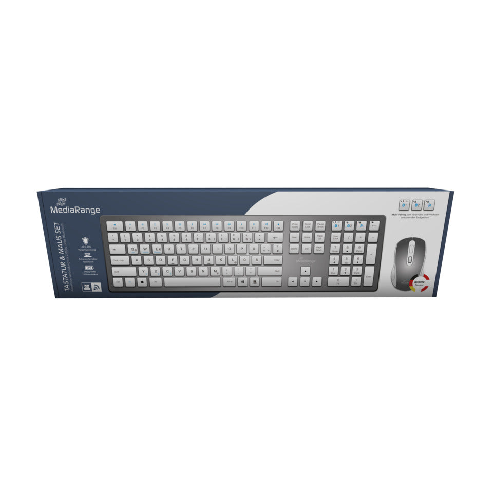 Tastatur+Maus Set, USB-C, 1600dpi, kabellos, weiß/silber MEDIARANGE MROS135 MEDIARANGE MROS135 Akku