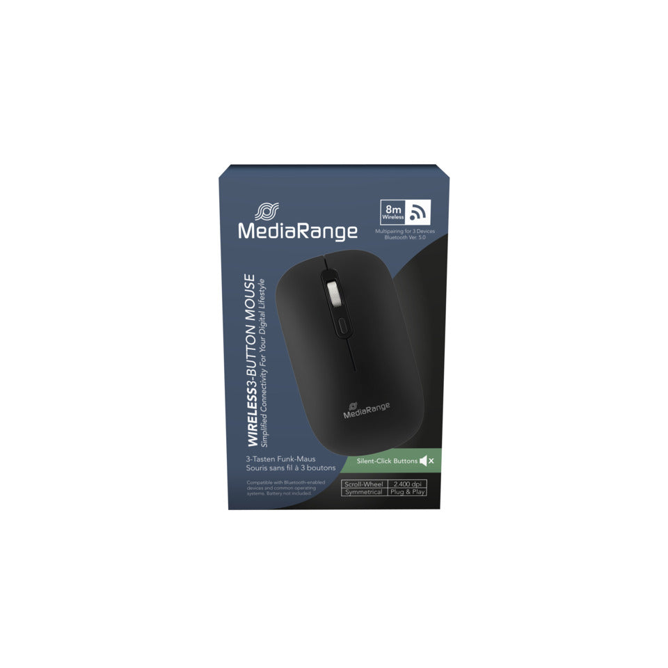 Maus, 4 Tasten, 2400dpi, optisch, kabellos, schwarz MEDIARANGE MROS267 MEDIARANGE MROS267 4-Tasten