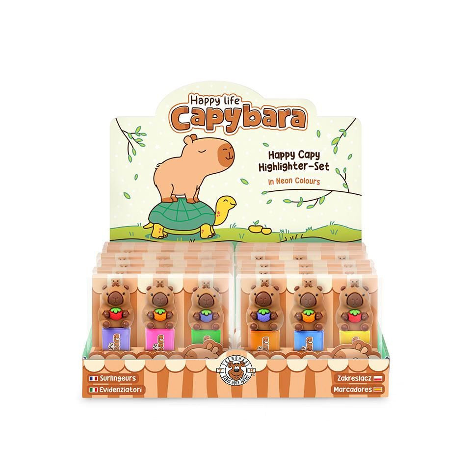 Textmarker Squishy Happy Life Capybara, 3 Stück, sortiert TRENDHAUS 967091 TRENDHAUS 967091 Happy Life Capybara