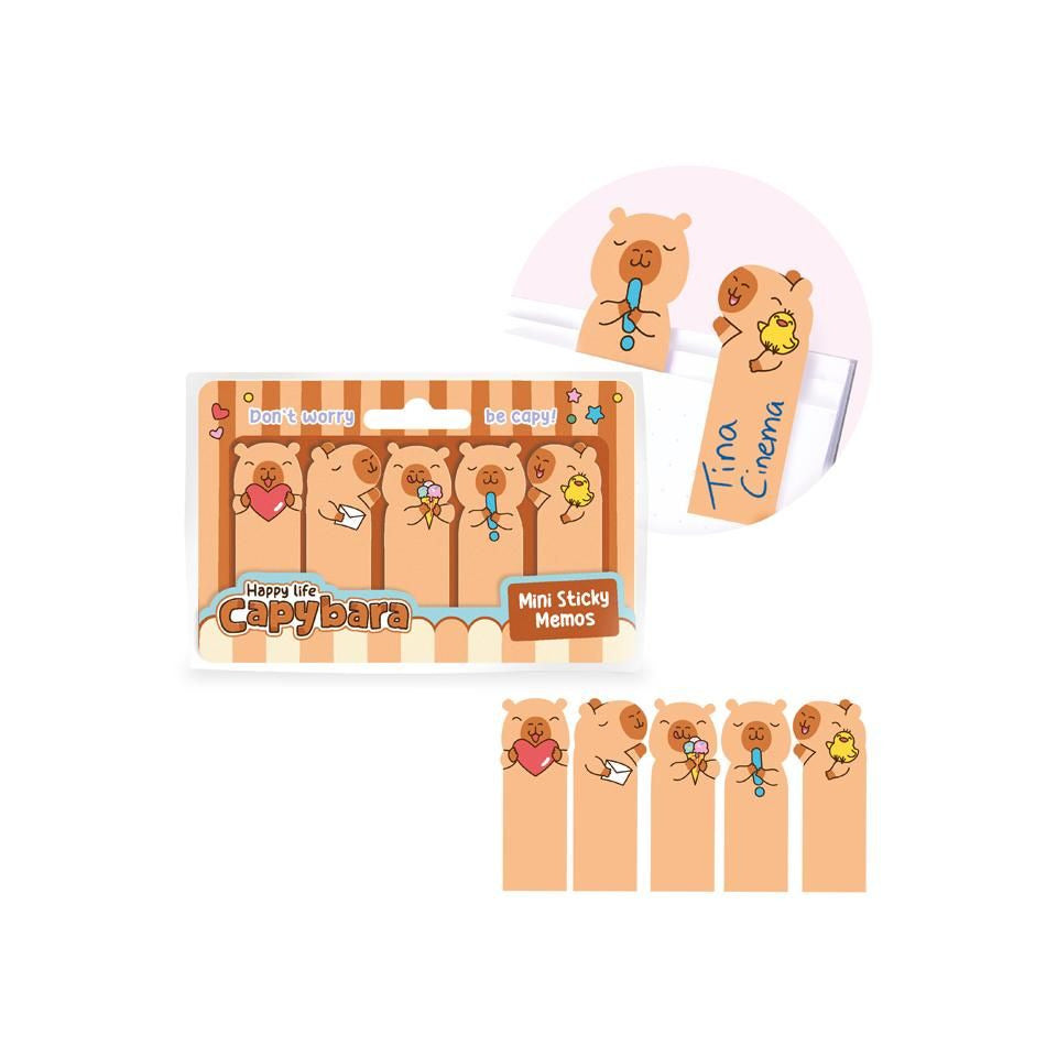 Haftnotiz Sticky Notes Happy Life Capybara, 5 Stück TRENDHAUS 966933 TRENDHAUS 966933 Happy Life Capybara