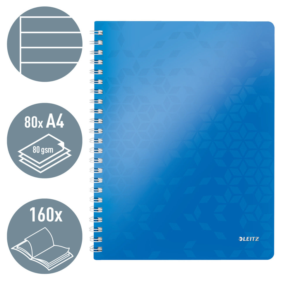 Collegeblock WOW, A4, PP, liniert, holzfrei, 80 Blatt, blau LEITZ 46370036 LEITZ 4637-00-36  80Bl liniert