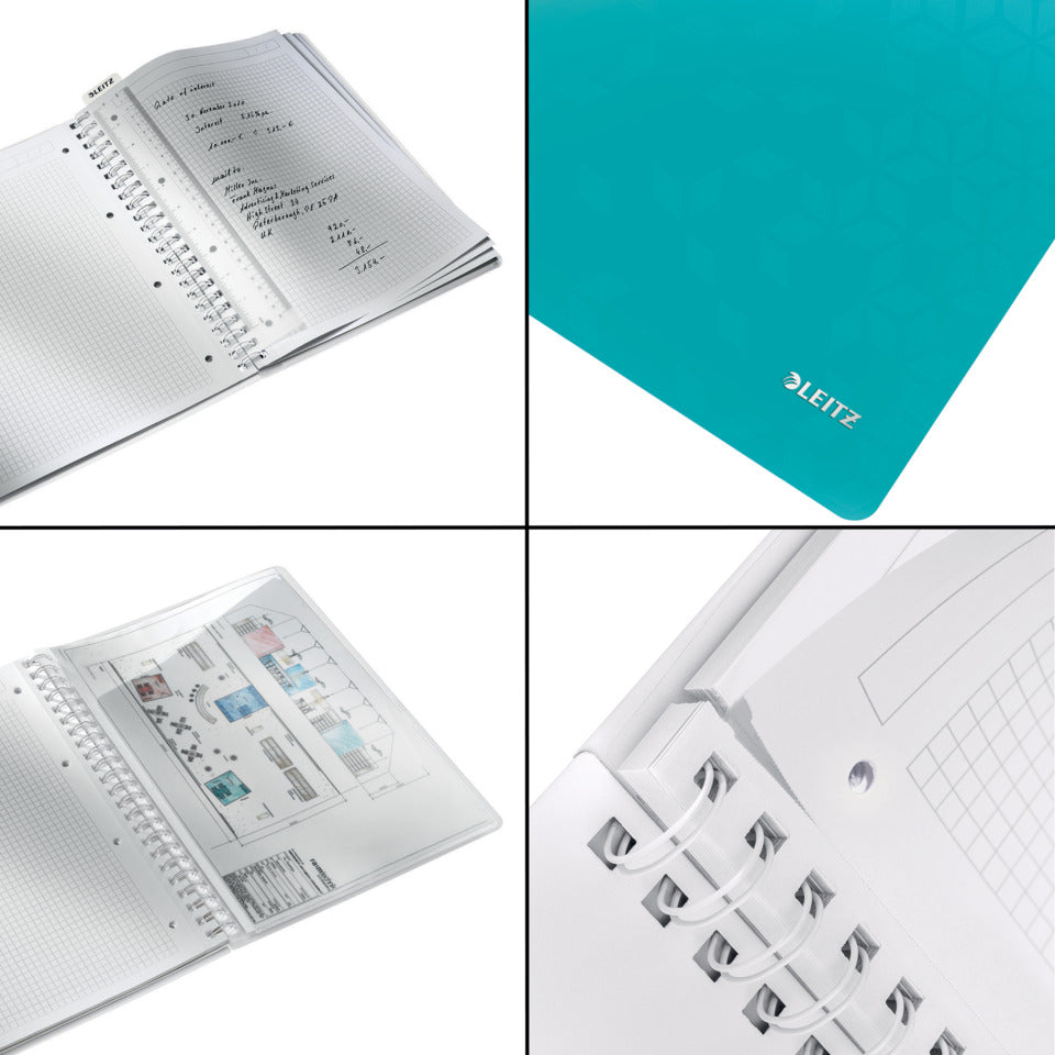 Collegeblock WOW, A4, PP, kariert, holzfrei, 80 Blatt, eisblau LEITZ 46380051 LEITZ 4638-00-51 kariert