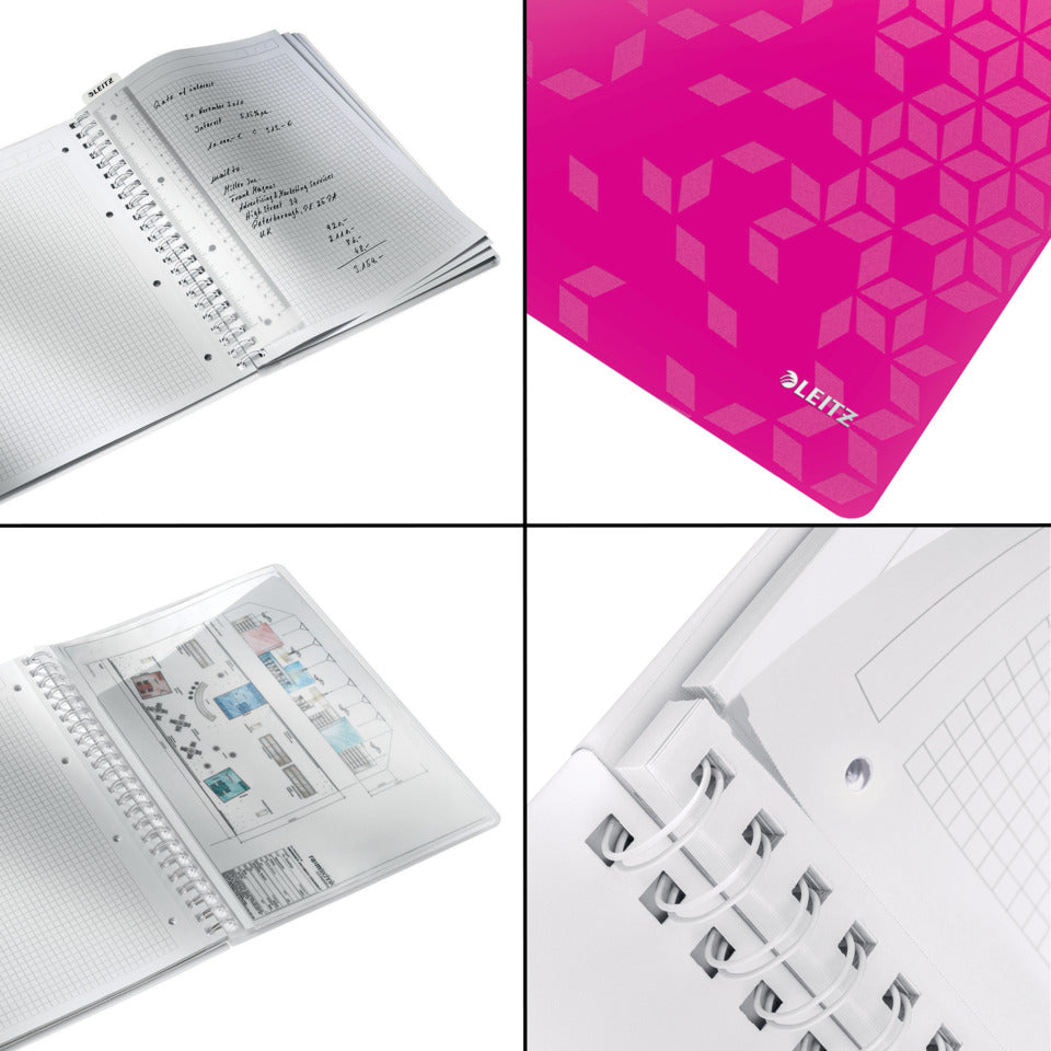 Collegeblock WOW, A4, PP, kariert, holzfrei, 80 Blatt, pink LEITZ 46380023 LEITZ 4638-00-23 kariert