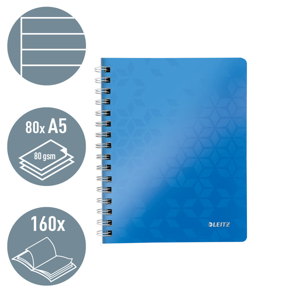 Collegeblock WOW, A5, PP, liniert, holzfrei, 80 Blatt, blau LEITZ 46390036 LEITZ 4639-00-36  80Bl lin.