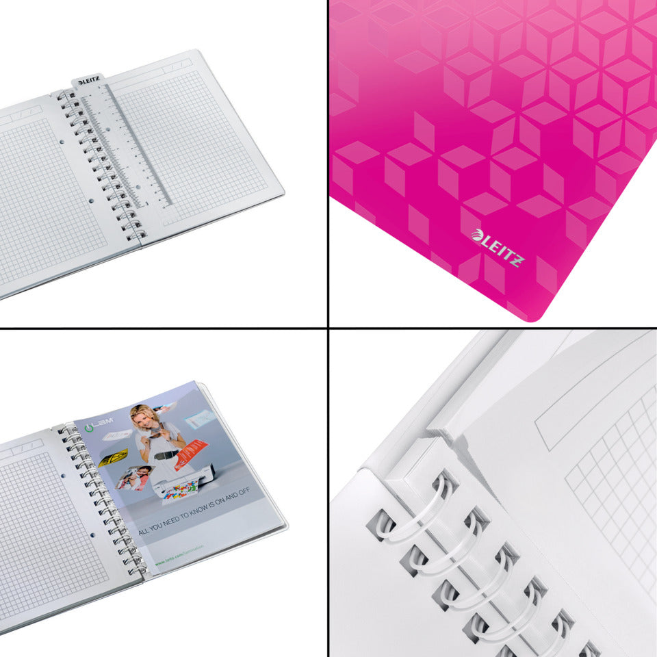 Collegeblock WOW, A5, PP, kariert, holzfrei, 80 Blatt, pink LEITZ 46410023 LEITZ 4641-00-23  80Bk kar.