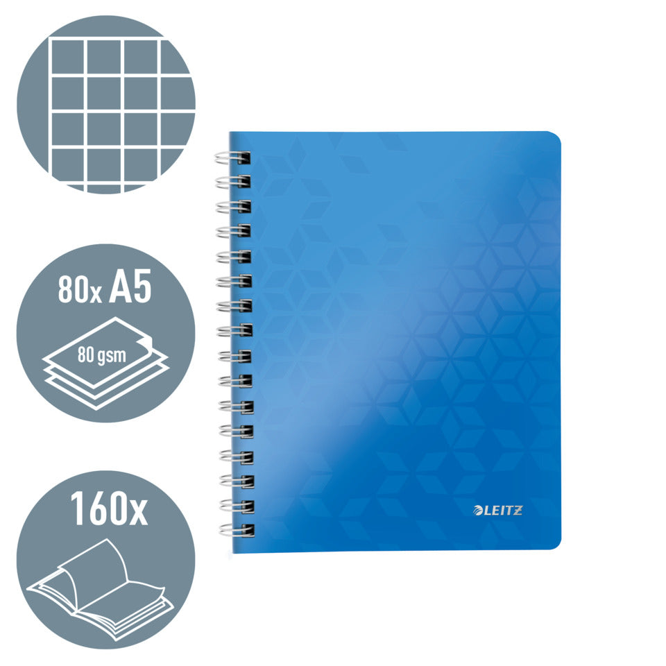 Collegeblock WOW, A5, PP, kariert, holzfrei, 80 Blatt, blau LEITZ 46410036 LEITZ 4641-00-36  80Bl kar.