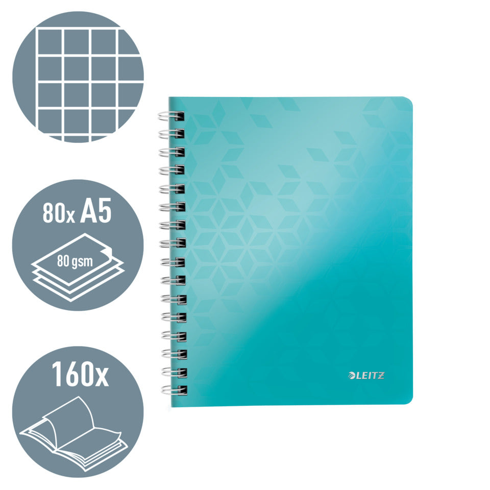 Collegeblock WOW, A5, PP, kariert, holzfrei, 80 Blatt, eisblau LEITZ 46410051 LEITZ 4641-00-51  80Bl kar.