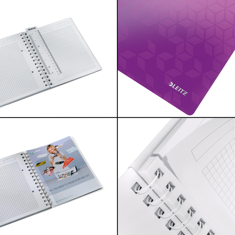 Collegeblock WOW, A5, PP, kariert, holzfrei, 80 Blatt, violett LEITZ 46410062 LEITZ 4641-00-62  80Bl kar.