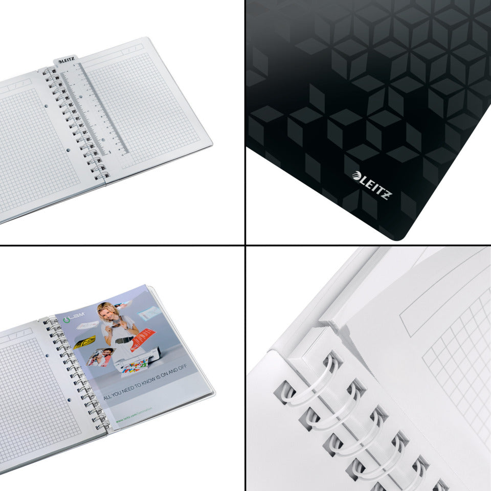 Collegeblock WOW, A5, PP, kariert, holzfrei, 80 Blatt, schwarz LEITZ 4641-00-95 LEITZ 4641-00-95 80Bl kariert