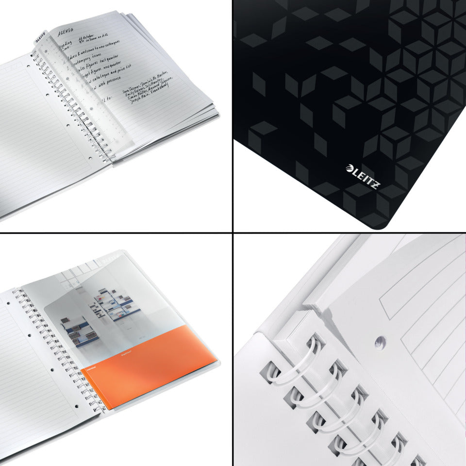 Collegeblock WOW, A4, PP, liniert, holzfrei, 80 Blatt, schwarz LEITZ 4637-00-95 LEITZ 4637-00-95 80Bl liniert