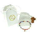 Geschenkset zur Kommunion - Armband mit Glasrosenkranz + Holzkreuz, bunt  81/152 81/152 Kommunion