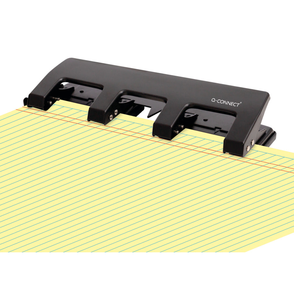 Vierfachlocher, 25 Blatt, Anschlagschiene, schwarz Q-CONNECT KF01238