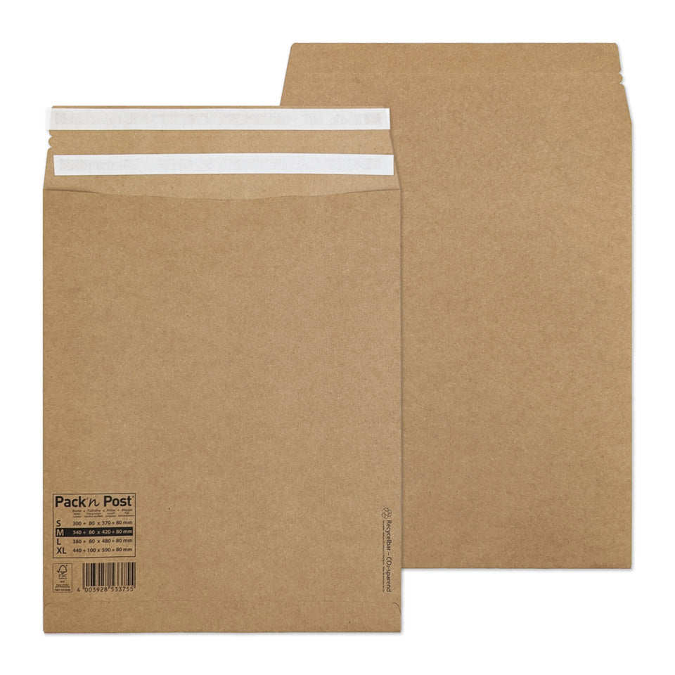 Versandtasche, 440 + 100 x 590 + 80 mm, 150 Stück, braun PACK'N POST 30117416 PACK'N POST 30117416   150ST