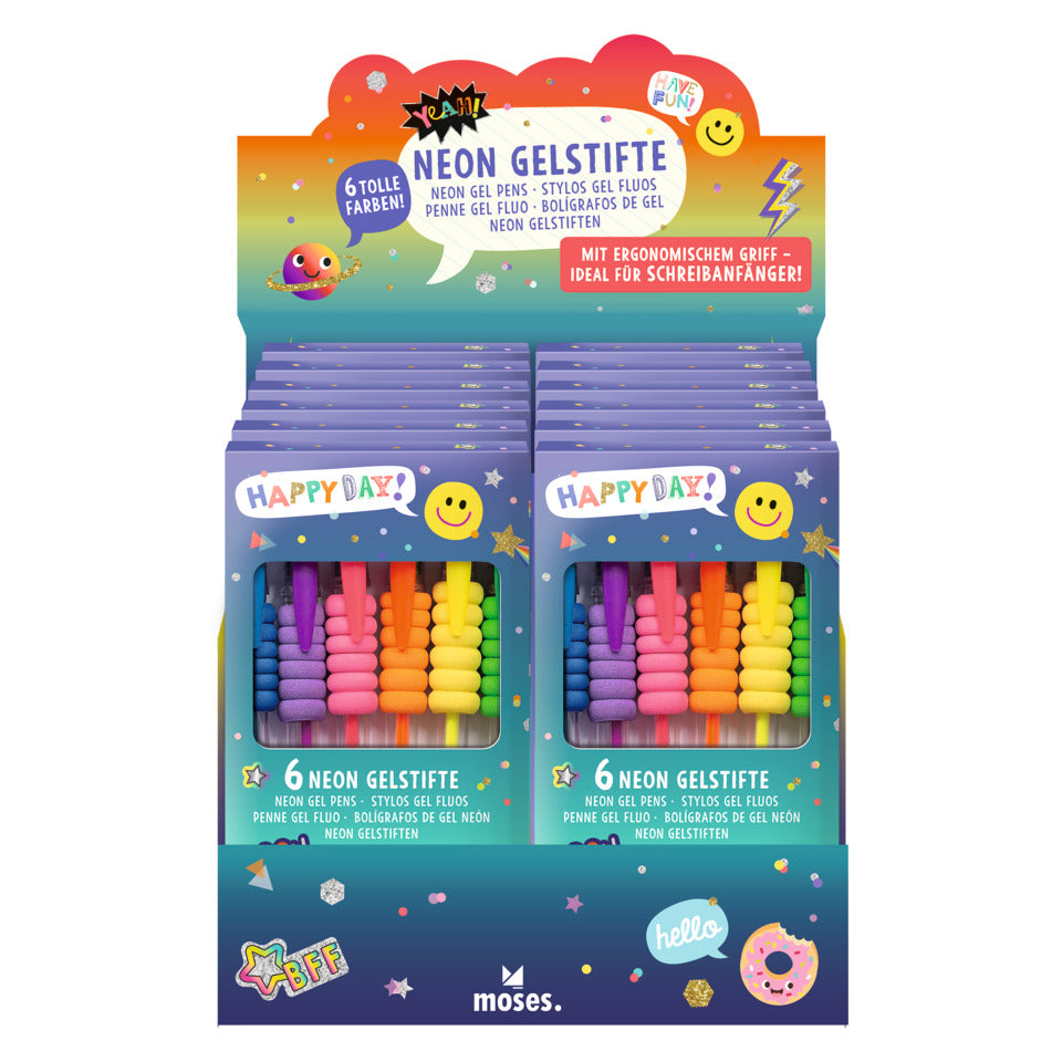 Gelstifte Neon Happy Day, 6 Stück MOSES 26309 MOSES. 26309