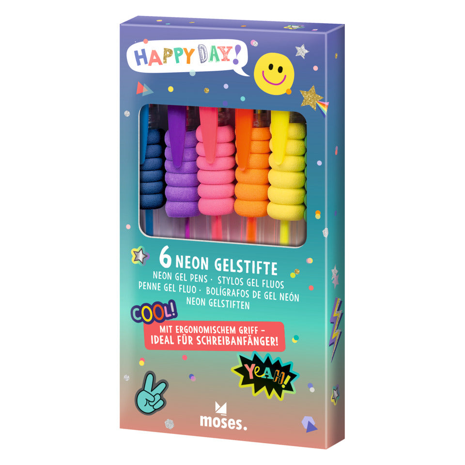 Gelstifte Neon Happy Day, 6 Stück MOSES 26309 MOSES. 26309