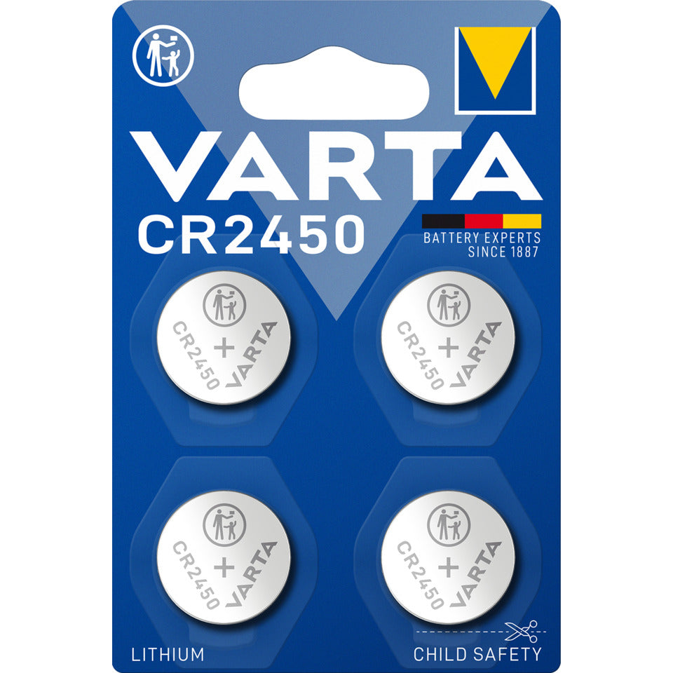 Knopfzellen-Batterie Lithium CR2450, 4 Stück VARTA 06450 101 404 VARTA 06450 101 404 Lithium