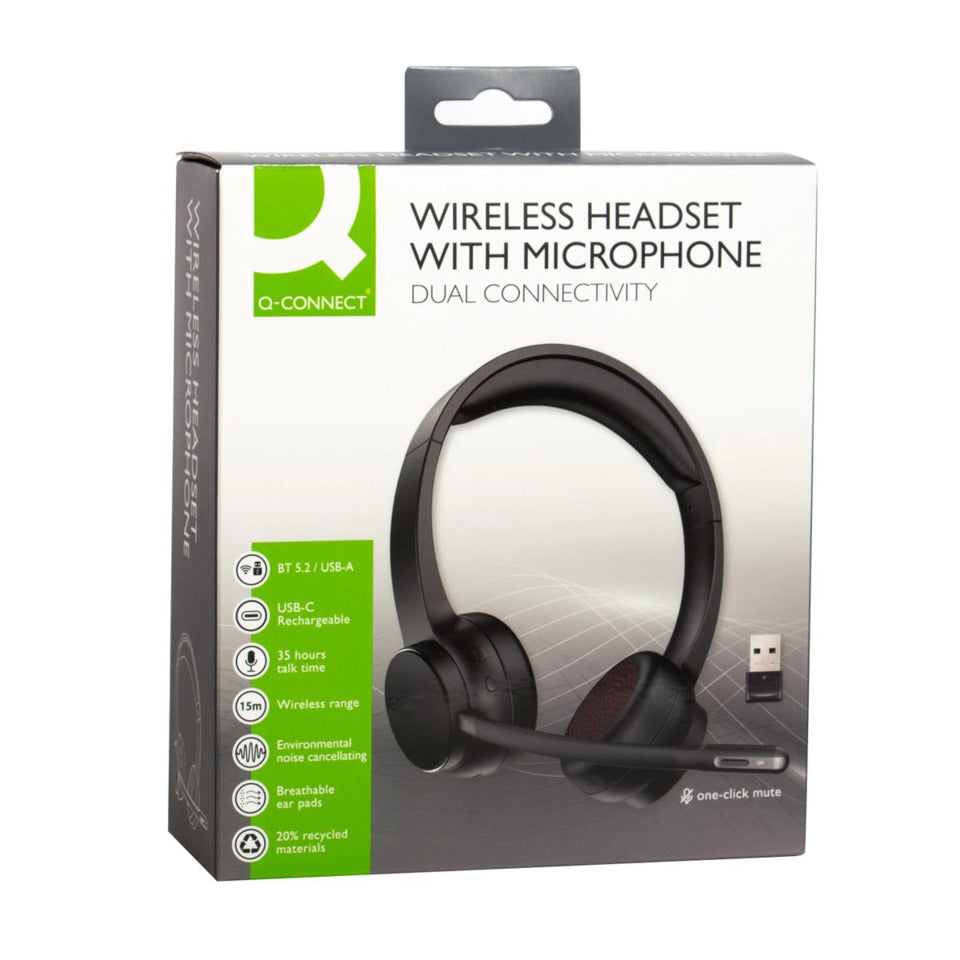 Headset mit Mikrofon Stereo kabellos Q-CONNECT KF17050 Q-CONNECT KF17050 schwarz