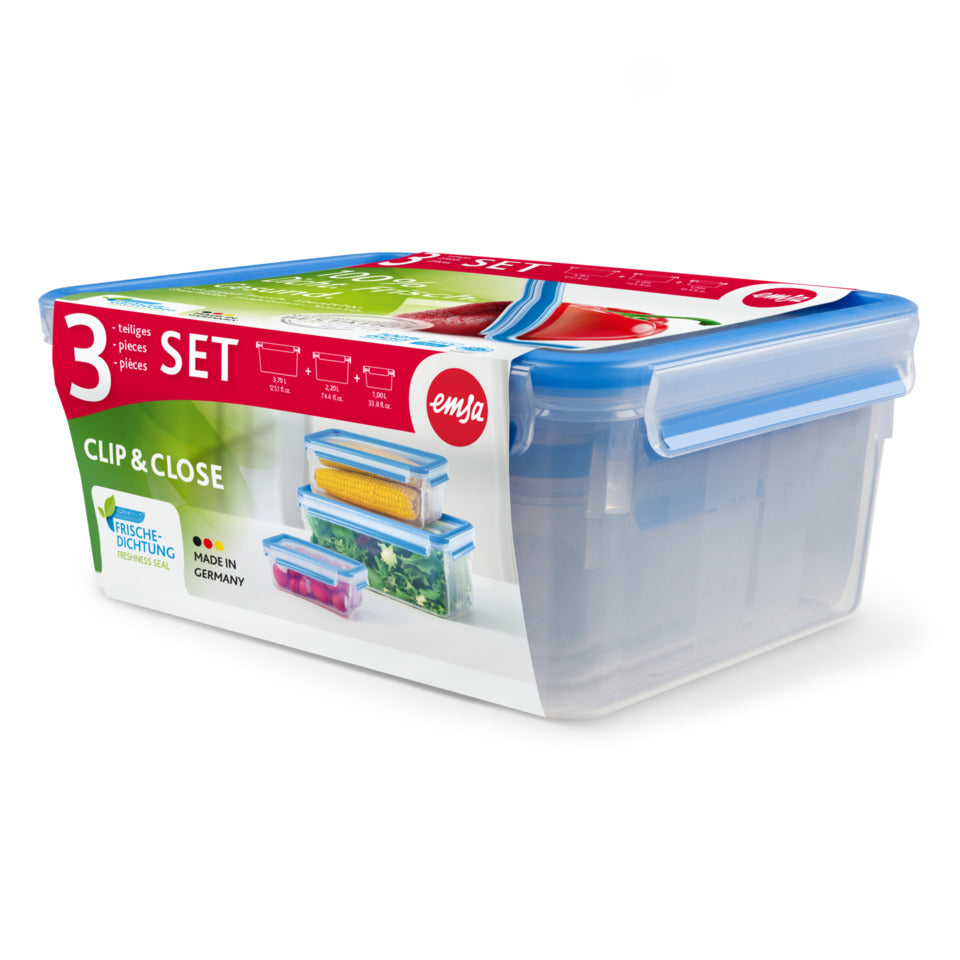 Aufbewahrungsbox Clip&Close - 3-teilig, 7 Liter, blau EMSA 508567 EMSA 508567 Clip&Close 7 Liter