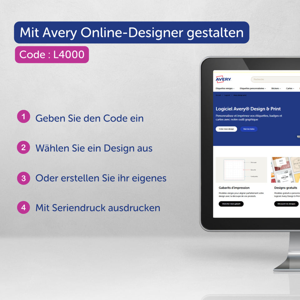 Einlassbänder, 265x18mm, 160g/m², 10 Blatt/100 Stück, weiß AVERY ZWECKFORM L4000-10