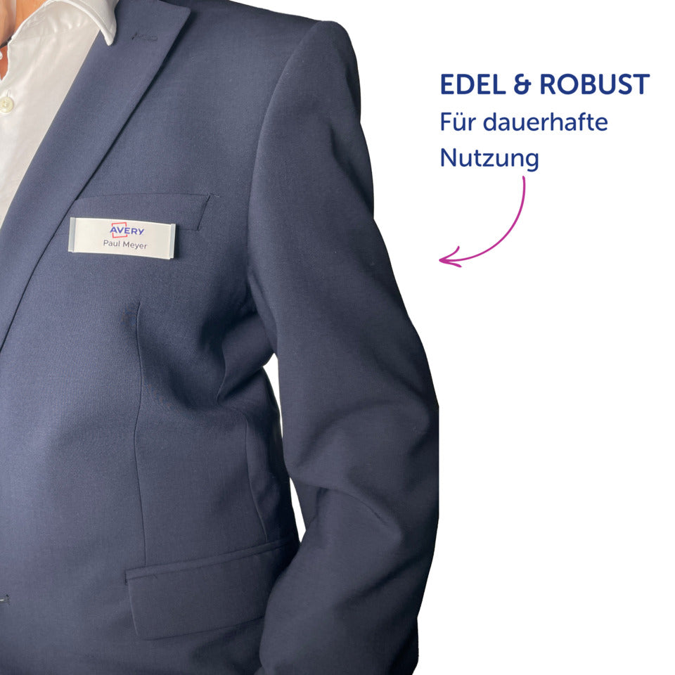 Namensschilder, 80 x 34 mm, 10 Schilder / 32 Einsteckschilder / 2 Bögen AVERY ZWECKFORM POL35MA66-10DR