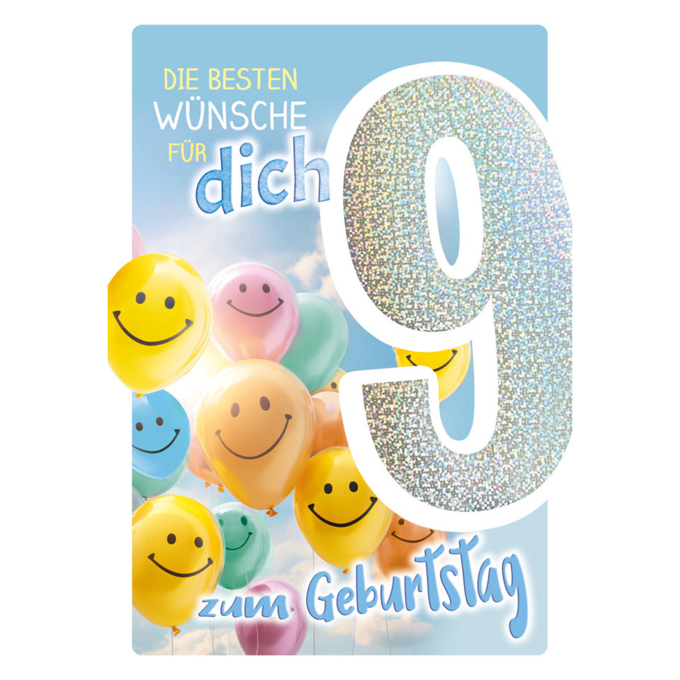 Geburtstagskarte Kinder Unisex Zahl 9, 11,5 x 17 cm  54-4209 54-4209 Bild