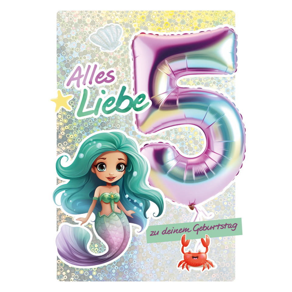 Geburtstagskarte Kinder Girls Zahl 5, 11,5 x 17 cm  54-4305 54-4305 Bild