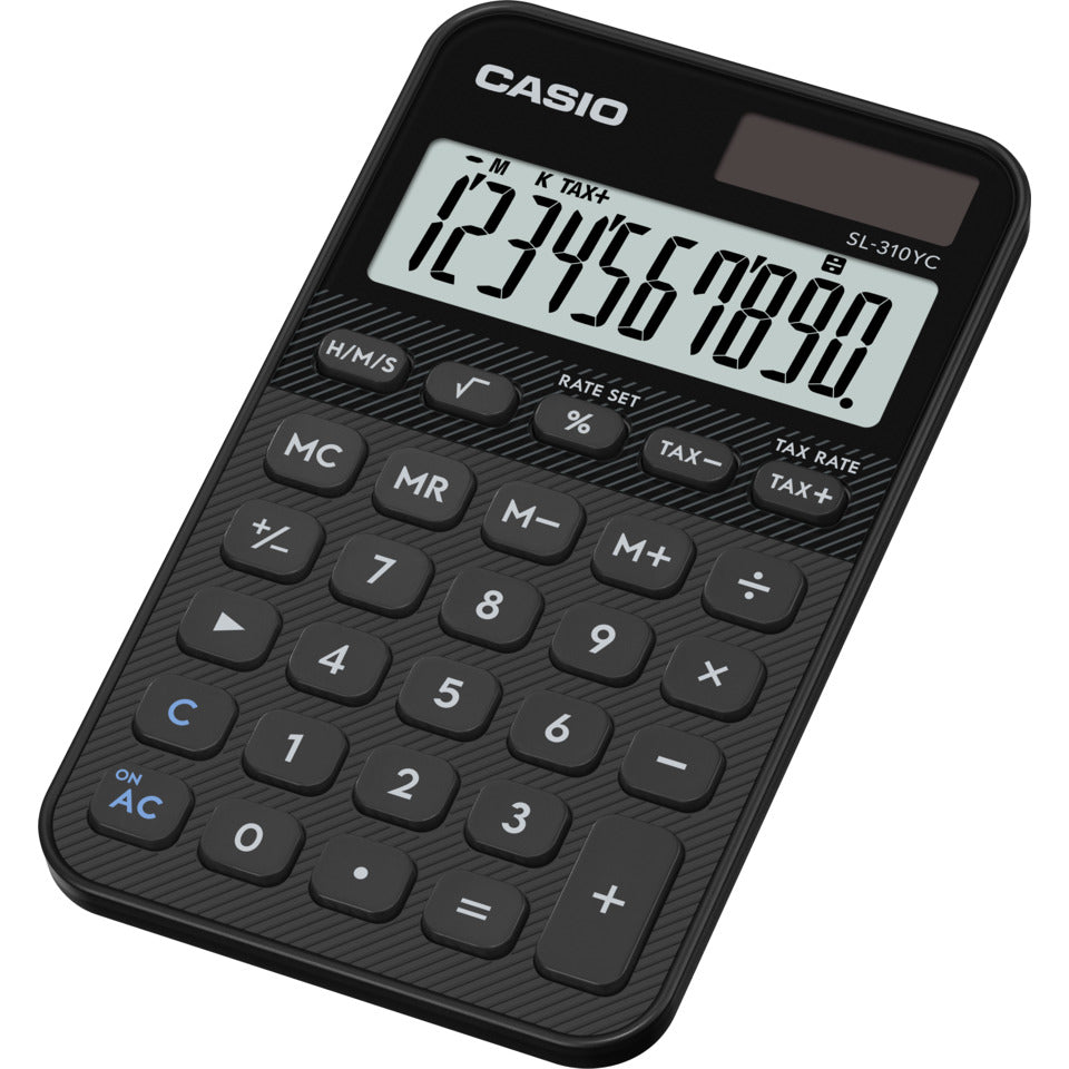 Taschenrechner, Solar-/Batteriebetrieb, 10-stellig, schwarz CASIO SL-310YC-BK