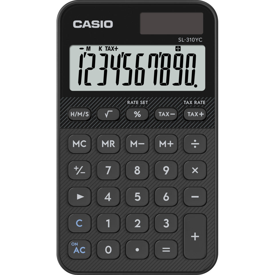Taschenrechner, Solar-/Batteriebetrieb, 10-stellig, schwarz CASIO SL-310YC-BK