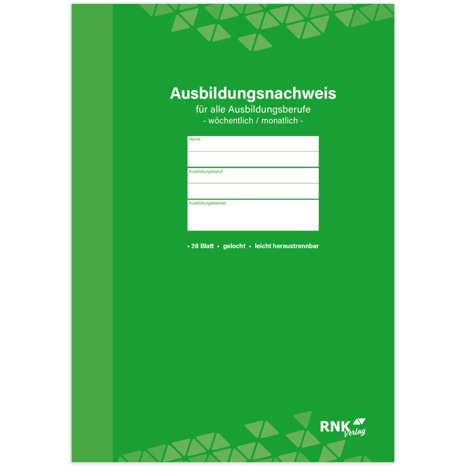 Ausbildungsnachweis für wöchentliche oder monatliche Eintragung/Block, A4, 28 Blatt RNK 5084 RNK 5084 Tätigkeitsbericht BK