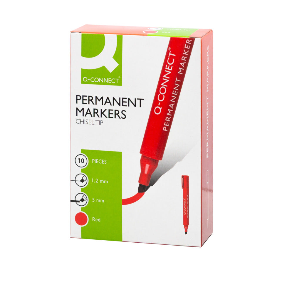 Permanentmarker, Keilspitze, 1,2-5mm, rot Q-CONNECT KF26044 Q-CONNECT KF26044 Keilspitze