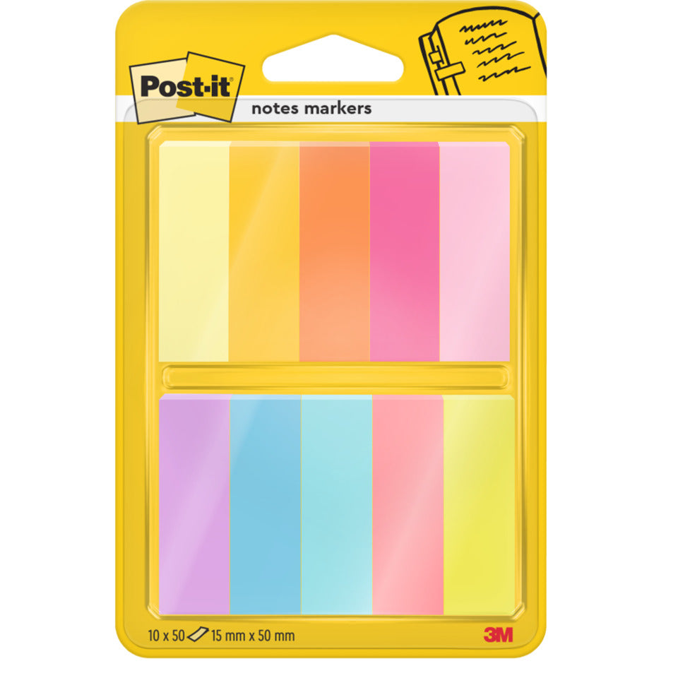 Haftstreifen Page Marker schmal, 15x50mm, 10x50 Blatt, sortiert POST-IT 670-10AB POST-IT 670-10AB  10x50Bl