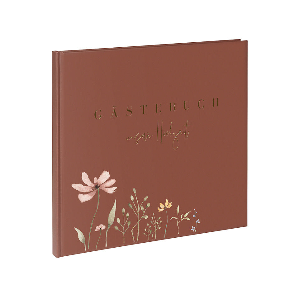 Hochzeits-Gästebuch Blütenliebe, 24,5 x 22,5 cm, 100 Seiten, bordeaux GOLDBUCH 50 043 GOLDBUCH 50 043 24,5x22,5cm