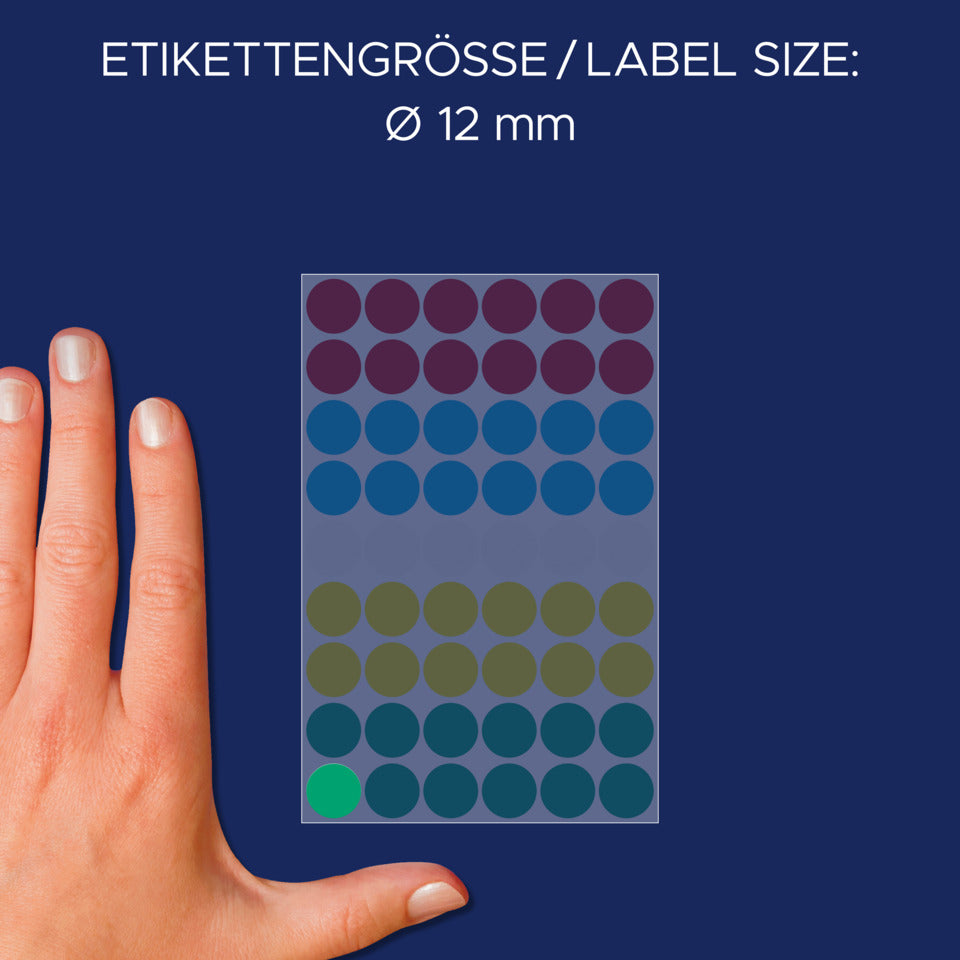 Markierungspunkte, Ø12mm, 270 Stück, sortiert AVERY ZWECKFORM 3088 ZWECKFORM 3088 permanent haftend