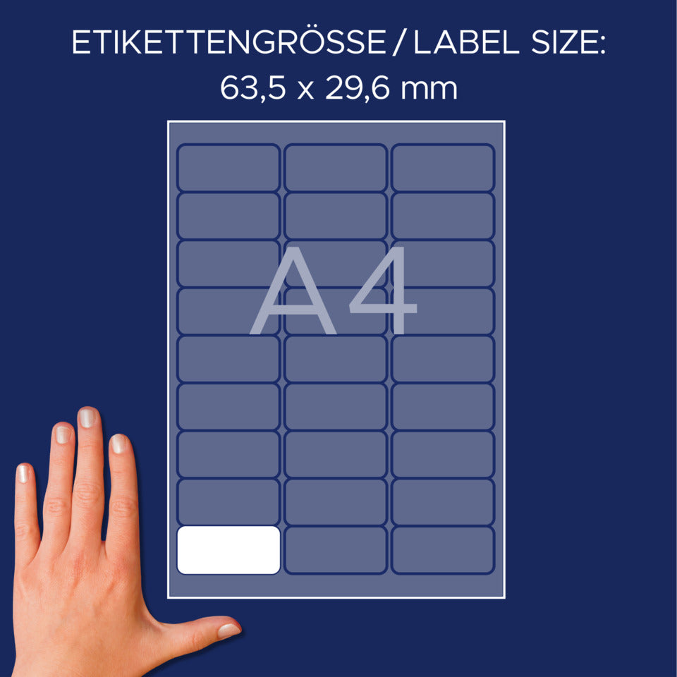 Namensetiketten, 63,5x29,6mm, 540 Stück, weiß AVERY ZWECKFORM L4784-20 ZWECKFORM L4784-20  m.Rd.540ST