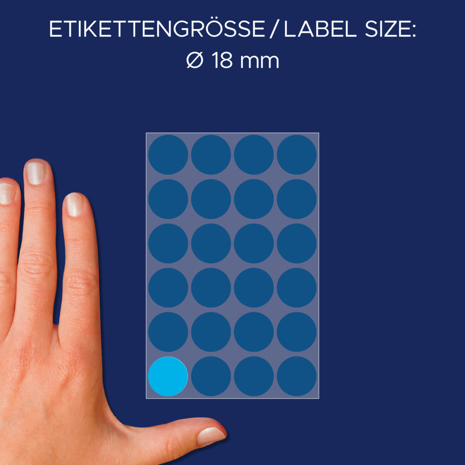 Markierungspunkte, Ø18mm, 96 Stück, blau AVERY ZWECKFORM 3005 ZWECKFORM 3005 permanent haftend