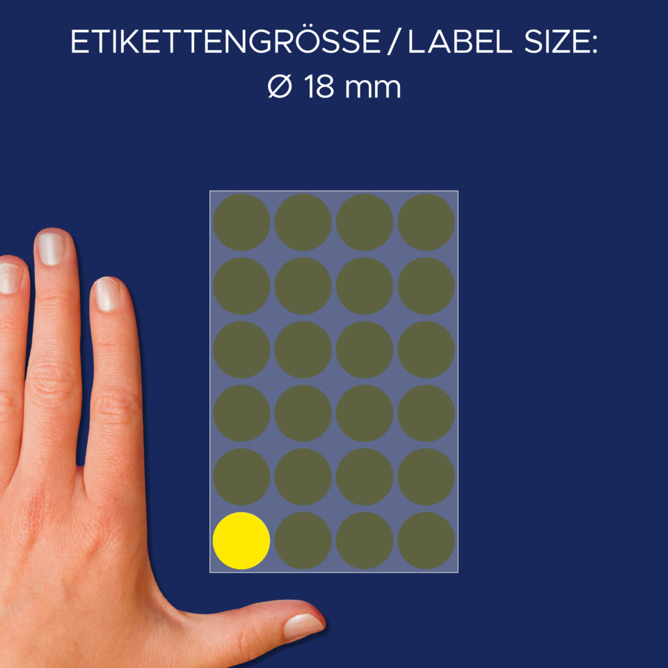 Markierungspunkte, Ø18mm, 96 Stück, gelb AVERY ZWECKFORM 3007 ZWECKFORM 3007 permanent haftend